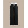 imageFloerns Womens Causal Drawstring High Waist Baggy Straight Wide Leg Sweatpants with PocketsBlack Colorblock