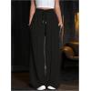 imageFloerns Womens Causal Drawstring High Waist Baggy Straight Wide Leg Sweatpants with PocketsBlack Solid