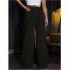 imageFloerns Womens Causal Drawstring High Waist Baggy Straight Wide Leg Sweatpants with PocketsBlack Solid