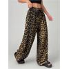 imageFloerns Womens Causal Drawstring High Waist Baggy Straight Wide Leg Sweatpants with PocketsBrownleopard