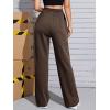 imageFloerns Womens Causal Drawstring High Waist Baggy Straight Wide Leg Sweatpants with PocketsChocolate Brown