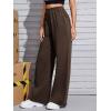 imageFloerns Womens Causal Drawstring High Waist Baggy Straight Wide Leg Sweatpants with PocketsChocolate Brown