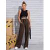 imageFloerns Womens Causal Drawstring High Waist Baggy Straight Wide Leg Sweatpants with PocketsChocolate Brown