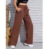 imageFloerns Womens Causal Drawstring High Waist Baggy Straight Wide Leg Sweatpants with PocketsCoffee Brown