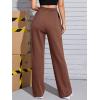 imageFloerns Womens Causal Drawstring High Waist Baggy Straight Wide Leg Sweatpants with PocketsCoffee Brown