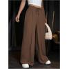 imageFloerns Womens Causal Drawstring High Waist Baggy Straight Wide Leg Sweatpants with PocketsCoffee Brown Solid