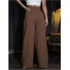imageFloerns Womens Causal Drawstring High Waist Baggy Straight Wide Leg Sweatpants with PocketsCoffee Brown Solid