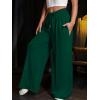 imageFloerns Womens Causal Drawstring High Waist Baggy Straight Wide Leg Sweatpants with PocketsForest Green Solid