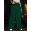 imageFloerns Womens Causal Drawstring High Waist Baggy Straight Wide Leg Sweatpants with PocketsForest Green Solid