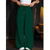 imageFloerns Womens Causal Drawstring High Waist Baggy Straight Wide Leg Sweatpants with PocketsForest Green Solid