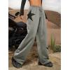 imageFloerns Womens Causal Drawstring High Waist Baggy Straight Wide Leg Sweatpants with PocketsGrey Star