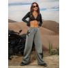 imageFloerns Womens Causal Drawstring High Waist Baggy Straight Wide Leg Sweatpants with PocketsGrey Star