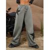 imageFloerns Womens Causal Drawstring High Waist Baggy Straight Wide Leg Sweatpants with PocketsGrey Star