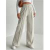 imageFloerns Womens Causal Drawstring High Waist Baggy Straight Wide Leg Sweatpants with PocketsLight Grey Plain
