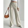 imageFloerns Womens Causal Drawstring High Waist Baggy Straight Wide Leg Sweatpants with PocketsLight Grey Plain