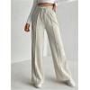 imageFloerns Womens Causal Drawstring High Waist Baggy Straight Wide Leg Sweatpants with PocketsLight Grey Plain