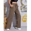 imageFloerns Womens Causal Drawstring High Waist Baggy Straight Wide Leg Sweatpants with PocketsMocha Brown