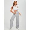 imageFloerns Womens Causal Drawstring High Waist Baggy Straight Wide Leg Sweatpants with PocketsPale Grey Plain