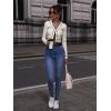imageFloerns Womens Contrast Binding Long Sleeve V Neck Button Front Cardigan OuterwearWhite