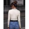 imageFloerns Womens Contrast Binding Long Sleeve V Neck Button Front Cardigan OuterwearWhite