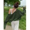 imageFloerns Womens Drop Shoulder Tie Front Cardigan V Neck Long Sleeve Solid SweaterArmy Green