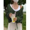 imageFloerns Womens Drop Shoulder Tie Front Cardigan V Neck Long Sleeve Solid SweaterArmy Green