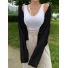 imageFloerns Womens Drop Shoulder Tie Front Cardigan V Neck Long Sleeve Solid SweaterBlack