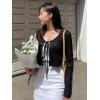 imageFloerns Womens Long Sleeve Tie Front Rib Knit Cardigan Crop TopBlack