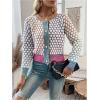 imageFloerns Womens Ombre Marled Knitwear Long Sleeve Button Front CardiganPurple Blue Multi