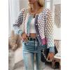imageFloerns Womens Ombre Marled Knitwear Long Sleeve Button Front CardiganPurple Blue Multi