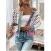 imageFloerns Womens Ombre Marled Knitwear Long Sleeve Button Front CardiganPurple Blue Multi