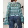 imageFloerns Womens Plus Size Allover Print Open Front Long Sleeve Cardigan TopGreen and Purple