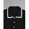 imageFloerns Womens Plus Size Contrast Trim Short Sleeve Lapel Collar CardiganBlack and White