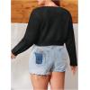imageFloerns Womens Plus Size Long Sleeve Crop Top Tie Front Rib Knit Cardigan SweaterBlack