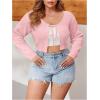 imageFloerns Womens Plus Size Long Sleeve Crop Top Tie Front Rib Knit Cardigan SweaterLight Pink