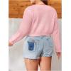 imageFloerns Womens Plus Size Long Sleeve Crop Top Tie Front Rib Knit Cardigan SweaterLight Pink