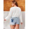 imageFloerns Womens Plus Size Long Sleeve Crop Top Tie Front Rib Knit Cardigan SweaterWhite
