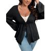 imageFloerns Womens Plus Size Long Sleeve Drawstring Waist Tie Front Cardigan SweaterBlack