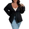imageFloerns Womens Plus Size Long Sleeve Drawstring Waist Tie Front Cardigan SweaterBlack