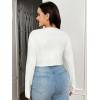 imageFloerns Womens Plus Size Solid Tie Front V Neck Long Sleeve Crop Cardigan TopWhite