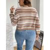 imageFloerns Womens Plus Size Striped Tie Front Long Sleeve V Neck Cardigan SweaterBrown and White