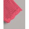 imageFloerns Womens Plus Size Tie Front Long Sleeve Crochet Cardigan Crop TopWatermelon Pink