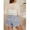 imageFloerns Womens Plus Size V Neck Long Flounce Sleeve Tie Front Knit Crop CardiganApricot Solid