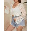 imageFloerns Womens Plus Size V Neck Long Flounce Sleeve Tie Front Knit Crop CardiganApricot Solid