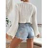 imageFloerns Womens Scallop Trim Trumpet Long Sleeve Tie Front Cardigan Crop TopApricot