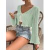 imageFloerns Womens Scallop Trim Trumpet Long Sleeve Tie Front Cardigan Crop TopCadet Blue