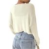 imageFloerns Womens Solid Self Tie Front Long Sleeve Drop Shoulder Cardigan Crop TopWhite