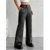 imageFloerns Womens Striped Print High Waisted Dress Pants Straight Leg Work Suit PantsBlack