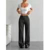 imageFloerns Womens Striped Print High Waisted Dress Pants Straight Leg Work Suit PantsBlack