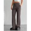 imageFloerns Womens Striped Print High Waisted Dress Pants Straight Leg Work Suit PantsChocolate Brown